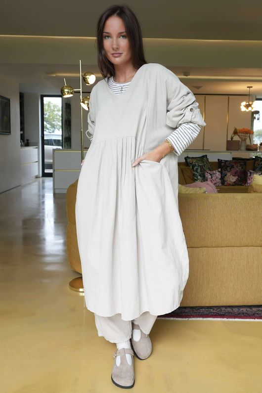 Cooper Needlecord Smock Dress Stone  /10 =